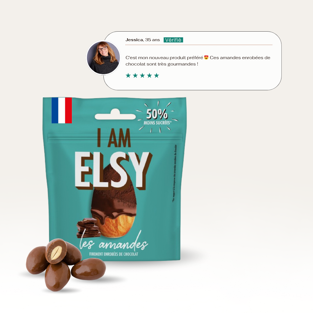 Amandes finement torréfiées enrobées de chocolat - 75g