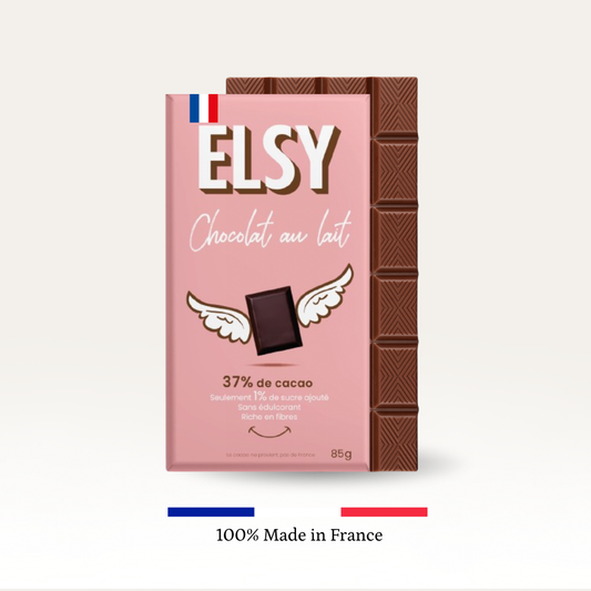 Tablette de chocolat au lait riche en fibres