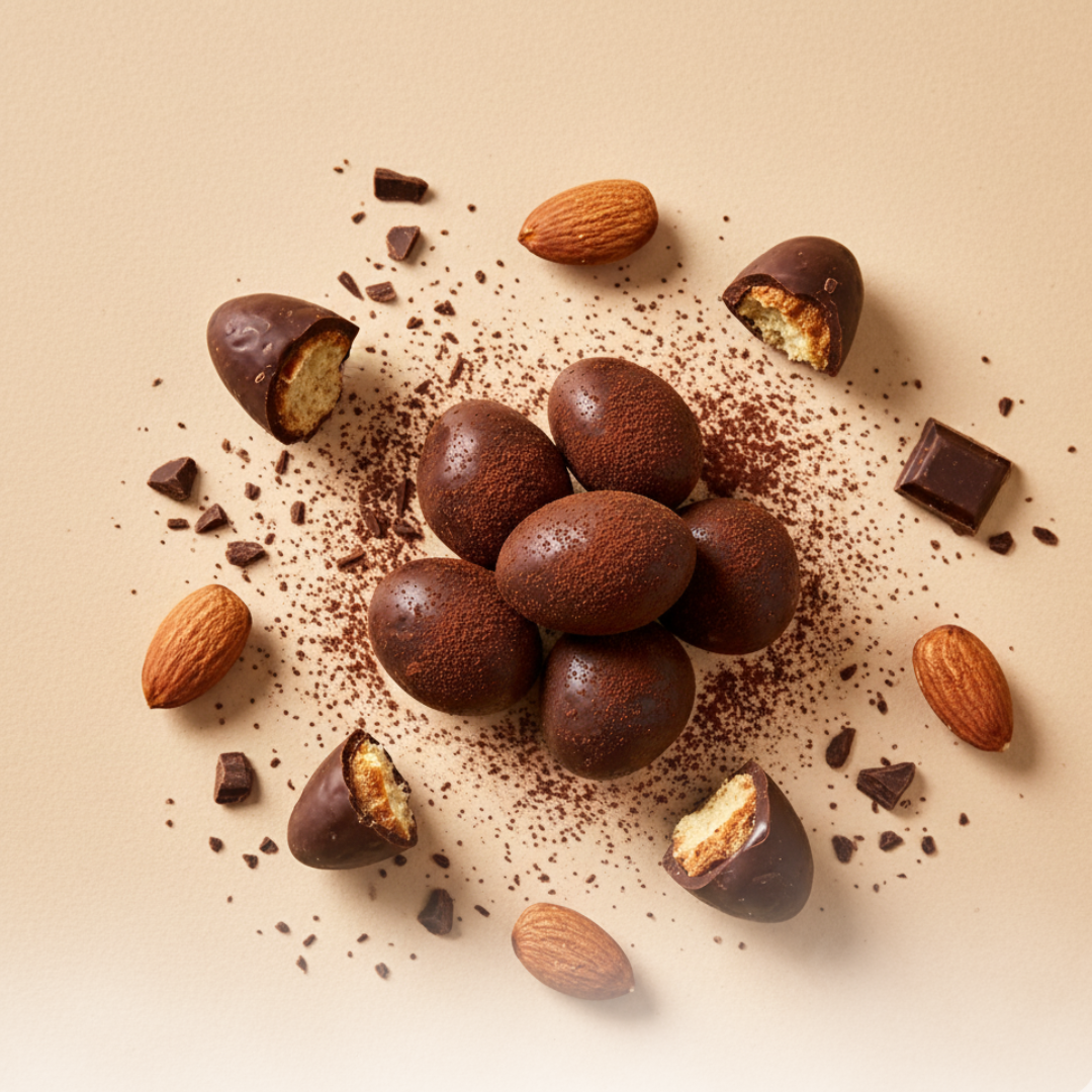 Amandes finement torréfiées enrobées de Chocolat - 35g