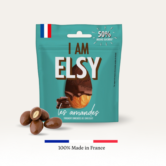 Amandes finement torréfiées enrobées de chocolat - 75g