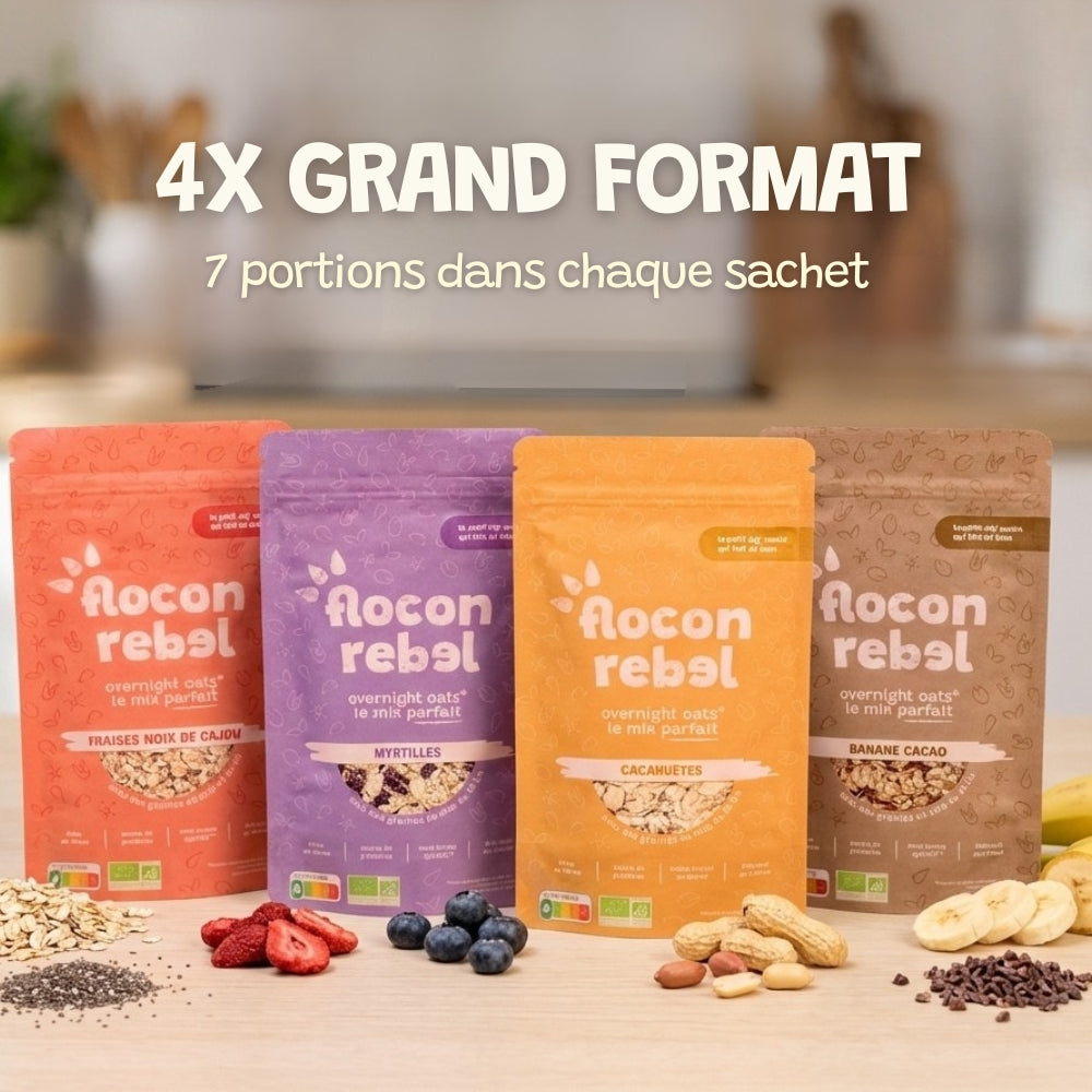 Box Flocon Rebel 4 grands sachets overnight oats bio