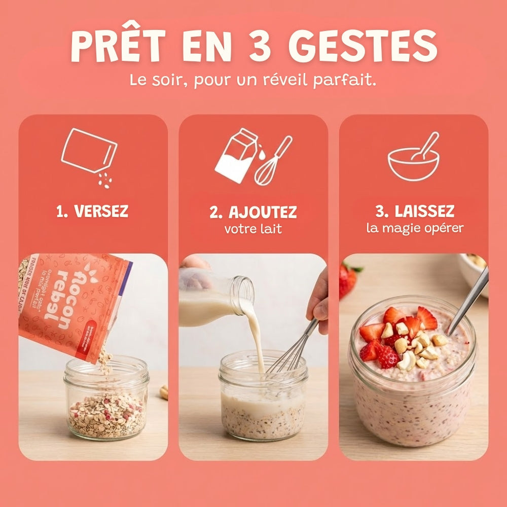Les 4 parfums d'overnight oats Flocon Rebel en grand format