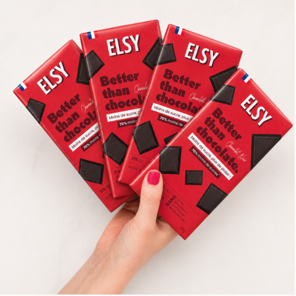 Tablette de chocolat noir ELSY riche en fibres