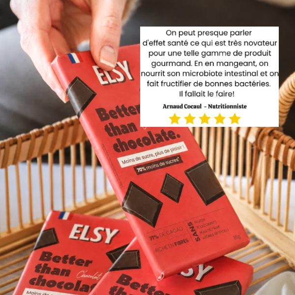 Tablette de chocolat noir ELSY riche en fibres