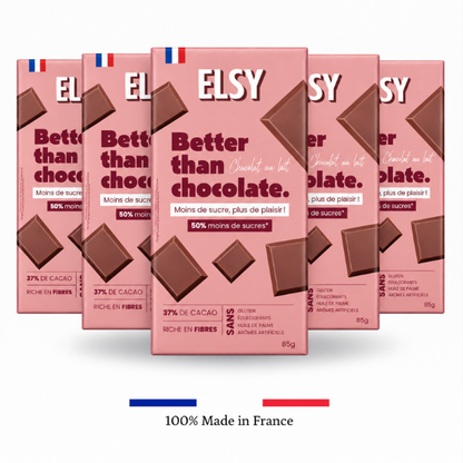 Tablette de chocolat au lait ELSY riche en fibres