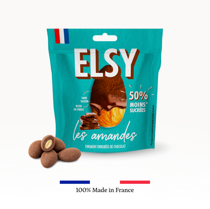 Amandes finement torréfiées enrobées de chocolat - 75g