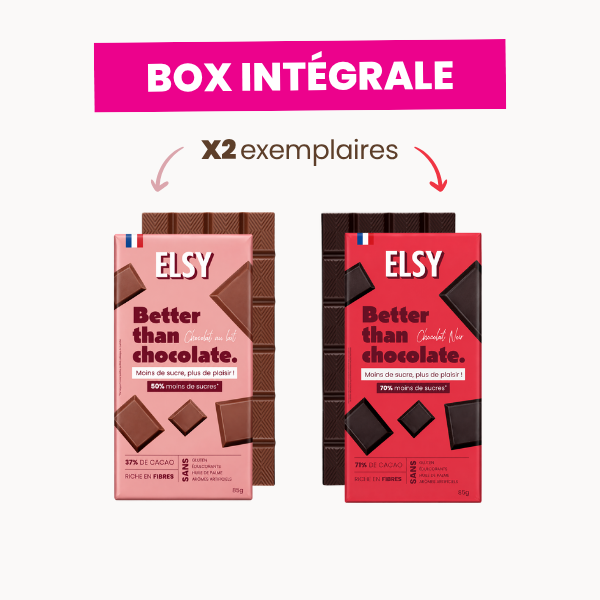 Tablettes de chocolat noir et au lait ELSY riches en fibres