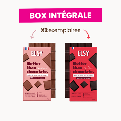 Tablettes de chocolat noir et au lait ELSY riches en fibres