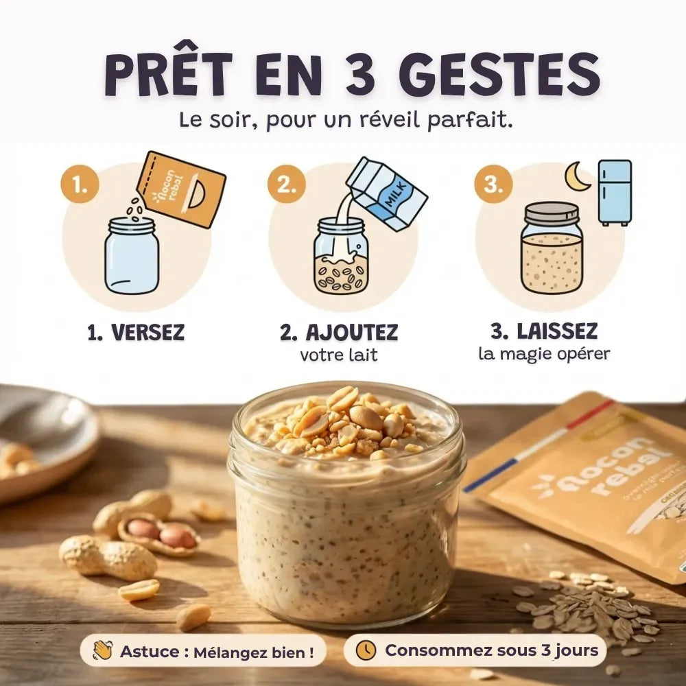 Bol d'overnight oats aux cacahuètes préparé