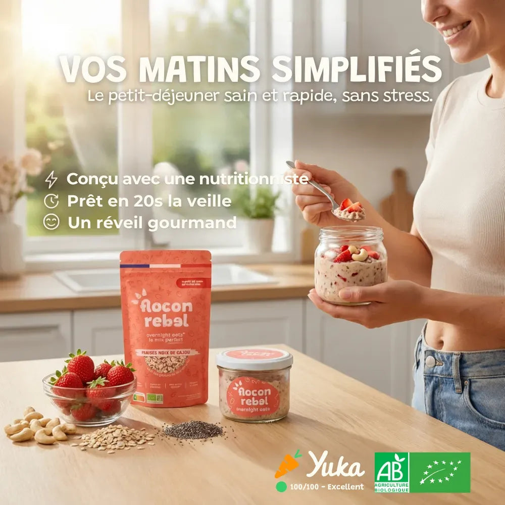Ingrédients du mélange overnight oats fraises noix de cajou