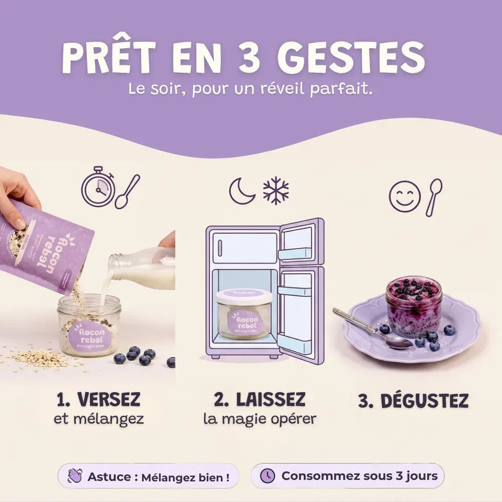 Bol d'overnight oats aux myrtilles préparé