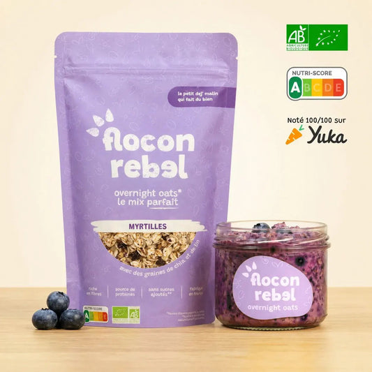Sachet 315 g Overnight Oats Myrtilles Bio Flocon Rebel