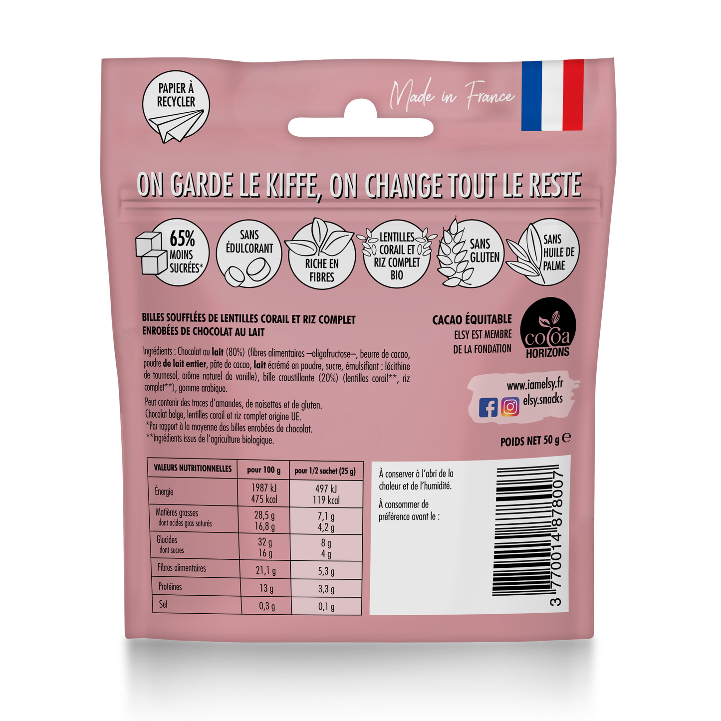 Billes chocolat au lait - ingrédients 