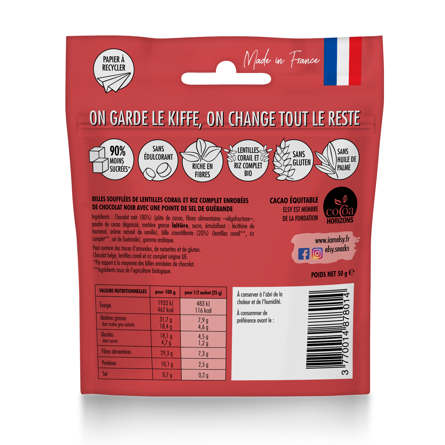 Billes chocolat noir - ingrédients 